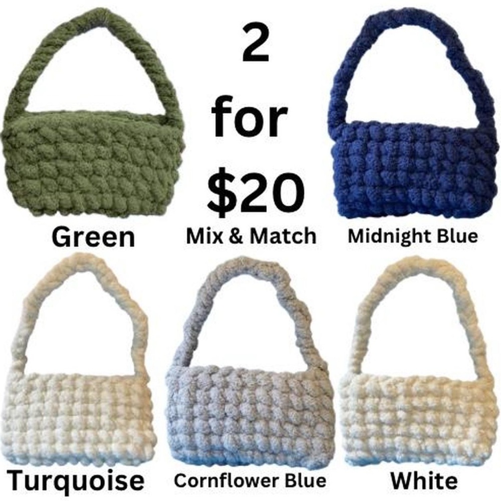 Handmade puffy crochet shoulder bag